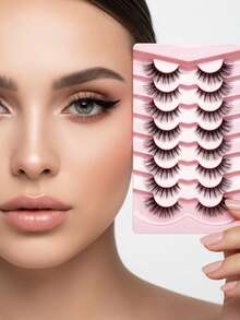 7Pairs Eyelashes Makeup Soft Fluffy 3D Faux Mink False Eyelashes Thick Handmade Curly Artificial Mink Eyelashes Natural False Eyelashes Dense Eyelashes - Black - View 4