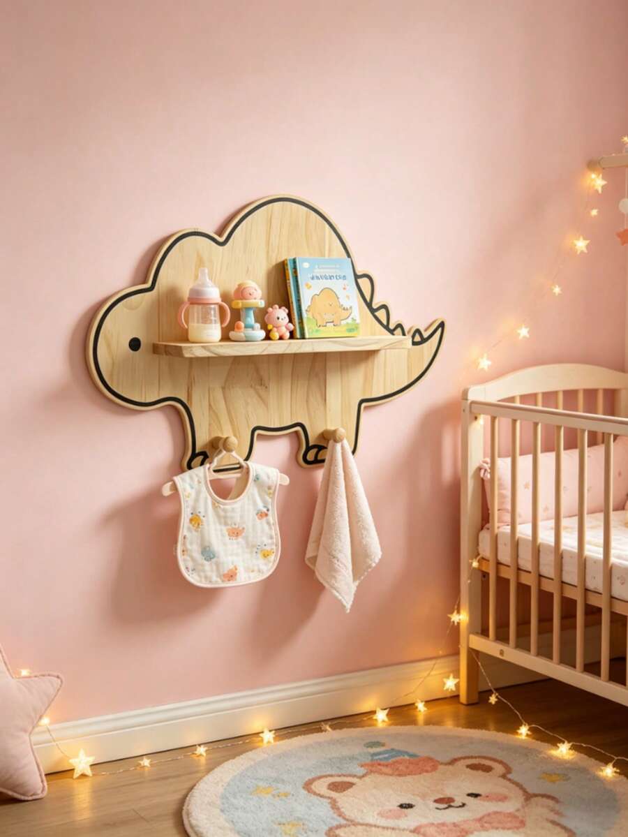 Prateleira de armazenamento prática em formato de dinossauro para crianças, ideal para sala de estar e quarto infantil, para guardar diversos itens infantis. - Multicolorido - Ver 1