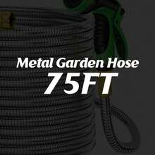 LOVFEN 25-150ft Metal Garden Hose Kit,Stainless Steel Heavy Duty Water Hose ,With 10 Function Nozzles,Flexible No-Kink, Pet-Proof, Puncture-Proof Rust-Proof For Yard, Outdoors - Metal Garden Hose - 查看 11