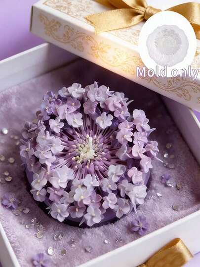 3D翠珍花蜡烛硅胶模具，适用于蜡烛、肥皂、树脂工艺品 - 美丽的紫色花瓣设计，是家居装饰、节日礼物和派对用品的完美之选。