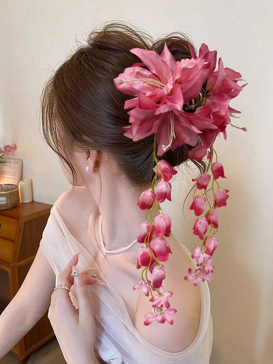 1 chiếc kẹp tóc hình hoa loa kèn phong cách Bohemian, phụ kiện tóc mùa hè, thích hợp đi biển. - Nhiều màu - Xem 1
