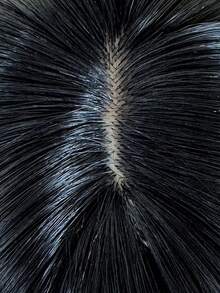 女用黑色直髮假髮，耐高溫纖維，中分，扣環網帽，長直合成髮片 - 黑色 - 查看 7