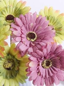 1pc/3pcs/6pcs Artificial Gerbera Daisy Flowers, European Style Everlasting Flowers, Living Room Vase Decor, Photography Props, Fake Flower Bouquet, Tabletop Centerpiece Decoration For Home, Office, Bathroom, Farmhouse, Kitchen - Orange - View 8
