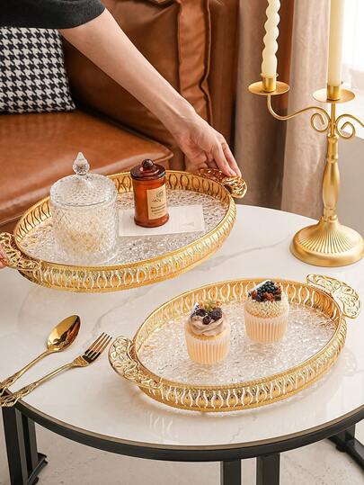 1pc Acrylic Tray, Multi-Functional Storage Plate For Kitchen, Dining Room, Living Room, Suitable For Tea Sets, Glassware, Candies, Cookies, Cakes, Breakfast, Applicable For Home, Gathering, Restaurant, Picnic, Wedding Celebration, Party