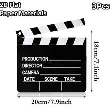 2D Flat, Paper Material, 1/3/5/7 Piece Set Movie Clapperboard, Paper Movie Clapperboard, Movie Director's Clapperboard, Writable, For Movie Shooting Action Scenes, Suitable For Movie & Photo Props - Multicolor - View 6