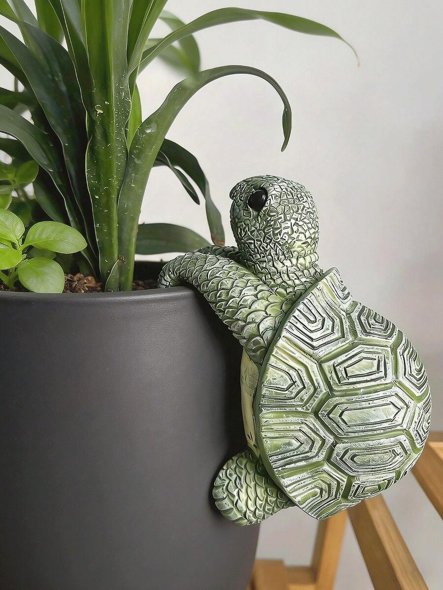 Resin Sculpture Of Sea Turtle, Suitable For Garden, Yard Or Pot Hanging Decor, Room Decoration, Handicraft, Resin Statue, Vase Decor, Garden And Tabletop, Bookshelf - B - View 1