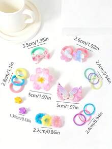 892pcs Flower & Butterfly Hair Scrunchies & Clips Set, Includes Flower Scrunchies And Butterfly Hair Clips, Minimalist Cute High Elasticity Hair Accessories Set, Suitable For Girls, School, Holidays, Birthdays And Various Party Events, Versatile Matching - Multicolor - View 2