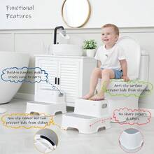 Toddler Step Stool Bathroom Sink, 2-Pack Toilet Potty Step Stools, Heavy Duty Child Stepping Stool With Handle Toddlers Kitchen Counter Bedroom Nursery Room (White) - Grey & White - View 6