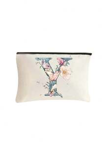 Cosmetic Bag With A-Z Letter Floral Pattern, Portable Makeup Bag, Zipper Multifunctional Storage Bag, Portable Storage Bag, Toiletry Bag, Lightweight, Suitable For Young Men And Women, Jewelry Accessories, Perfect For Back To School, Birthday, Holiday, Teacher's Day Gifts, Creative Teacher Gift Toiletry Bag, Skincare Bag, Toiletry Bag, Women's Travel Essential, Large Capacity Women's Travel Bag - View 19