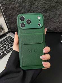 個性化奢華荔枝紋字母壓花翻蓋卡夾，適用於 Apple 17 16 15 14 13 12 11 Pro Max 14 15 16 Plus 17 Air，燙金字母全包保護殼，時尚手機配件 DIY 禮物 - 巧克力棕 - 查看 6