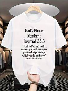 Jeremija 33:3 Bibelvers T-shirt - Guds telefonnummer ringer mig, religiös t-shirt med Jeremija 33:3-text, svart med vitt tryck, kristna kläder för alla årstider för kyrka, bön, vardagsbruk - unisex trosinspirerade kläder för män och kvinnor, robe femme été - Vitt - Visa 6