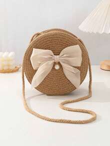 Túi đeo chéo nơ thời trang cho trẻ em, túi đeo chéo thời trang cho bé gái, túi xách tay - túi tròn - Xem 4