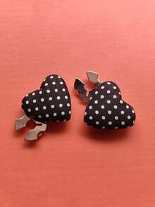1pc/2pcs Elegant Heart-Shaped Geometric Button Decor, Shirt Button Cover Clip-On Button Ornament, Fashion Crystal Cufflinks Suitable For Tuxedo And Wedding Dress Decoration - Black - View 4