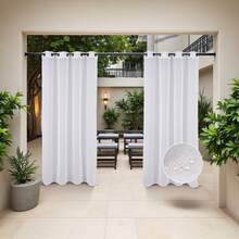 White Waterproof Transparent Outdoor Curtains - 2 Pieces Of Grommet Indoor Voile Sheer Curtains, Suitable For Living Room, Bedroom, Porch, Canopy, Cottage, Front Porch, Gazebo, Trellis, Backyard (54 X 84 Inches 54 X 84 Inches) - 白色 - 查看 10