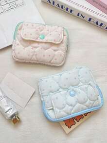 Cute Mini Card Bags Grid Pattern Coin Wallet Zipper Coin Purse Small Clutch Pockets Lovely Coin Purses Lipstick Bags Card Holder Sanitary Napkins Bag - Multicolor - View 2
