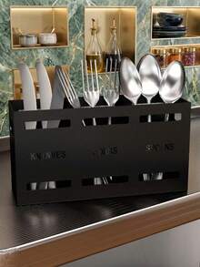 餐具收纳架 | 厨房台面/壁挂式餐具整理架，分隔式收纳，适用于筷子、叉子和勺子，是厨房收纳的理想之选 - 彩色 - 查看 5
