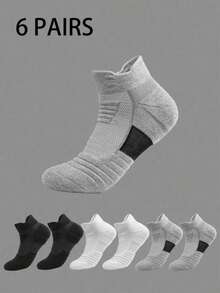 1/3/6 Pasang Kaos Kaki Olahraga Tebal untuk Mata Kaki, Kaos Kaki Anti Lembap untuk Tenis, Bulu Tangkis, Lari, dan Basket untuk Pria - MultiWarna - View 21