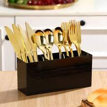 1PC Multifunctional And Multi Color Three/Two Compartment Storage Box - Kitchen Utensil Rack, Suitable For Forks, Knives, Spoons, And Silverware - Makeup Brush Small Item Storage, Desktop Organization And Summary, Lightweight Desktop Storage Solution - Multicolor - View 6