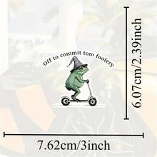 1 PIEZA Pegatina impermeable de PVC durable de 3 pulgadas para exteriores con diseño divertido de una rana mago montada en una scooter que dice "Voy a cometer travesuras", humor de meme viral de la Generación Z, estética de dibujos animados de animales Kawaii, perfecta para portátil, teléfono, botella de agua, monopatín, casco, diario, parachoques de coche, cuaderno, decoración de dormitorio, equipaje de viaje, regalo ideal para adolescentes, chicos, chicas, amigos bromistas, amantes de los memes de 13 a 30 años, pegatina decorativa creativa resistente al agua para cualquier superficie lisa - 3*2,39 pulgadas - Ver 2