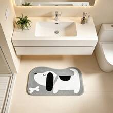 1pc Cute Dog Bedside Rug, Living Room Sofa Mat, Bedroom Faux Wool Rectangular Carpet, Dirt-Resistant Thickened, Girly Carpet, Kitchen Rug, Bathroom Mat, Game Room Carpet, Study Room Rug - Gray Dog - View 6