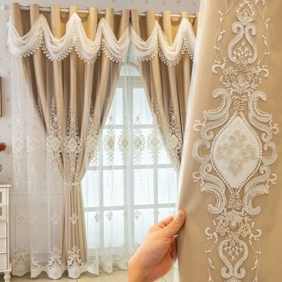 1 tấm vải rèm voan hai lớp xếp ly sang trọng kiểu Pháp, dày dặn, cản sáng tốt, thích hợp cho phòng ngủ, phòng khách, phòng trẻ em, trang trí theo phong cách công chúa.