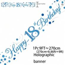 1件全息生日橫幅,藍色與白色數字生日橫幅,適用於生日派對裝飾、生日慶祝背景、派對拍照亭道具、室內/室外生日裝飾、週年慶祝裝飾、生日派對裝飾 - 藍白 - 查看 19