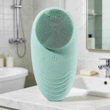 New Silicone Facial Cleansing Brush Electric Pore Cleaner Ultrasonic Face Massager For Deep Cleansing And Skin Rejuvenation With Soft Bristles And Waterproof Design Perfect For All Skin Types - Green - View 2