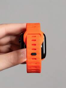 1条运动硅胶表带，兼容 42mm、38mm、40mm、41mm、44mm、45mm、46mm、49mm，时尚智能手表替换表带，适用于Series Ultra2、Ultra SE2、SE 11、10、9、8、7、6、5、4、3、2、1，男女通用 - 橘色 - 查看 3