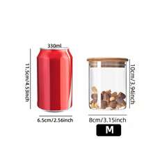 1 件高硼硅玻璃密封罐厨房储物罐带木盖，茶/咖啡/糖果容器，玻璃瓶 - 無色 - 查看 12