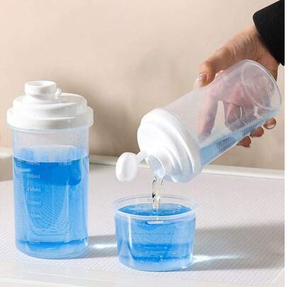 1pc 450ml Laundry Detergent Dispenser With Lid & Scale, Multipurpose Laundry Powder Storage Jar, Cleaning Supplies Organizer For Booster Beads, Stain Remover & Fabric Softener, Bathroom & Laundry Room Storage