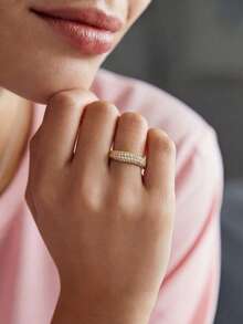 1 buah Cincin Wanita Perak Murni Melengkung dengan Inlay, Cocok untuk Hari Valentine/Ulang Tahun/Hadiah Pasangan, Dapat Ditumpuk untuk Membuat Cincin Tipis Romantis DIY, Hadiah Perhiasan yang Indah - melengkung - View 3