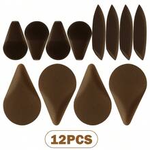 3款不规则形状棕色化妆海绵粉扑，不含乳胶，干湿两用，适用于粉底液和散粉，可选3/6/9/12个装 - 彩色 - 查看 12