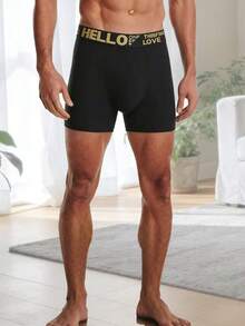 2 chiếc quần boxer nam, cạp quần bất đối xứng, thiết kế chữ cái, đồ lót mềm mại thoải mái cho mặc hàng ngày. - Đỏ - Xem 2
