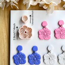2pcs/Set Bohemian Flower Soft Clay Earring Mold, Suitable For DIY Earrings And Jewelry Making, Ceramic Earring Crafting, Handmade Earring Making Tools - Apricot - View 2