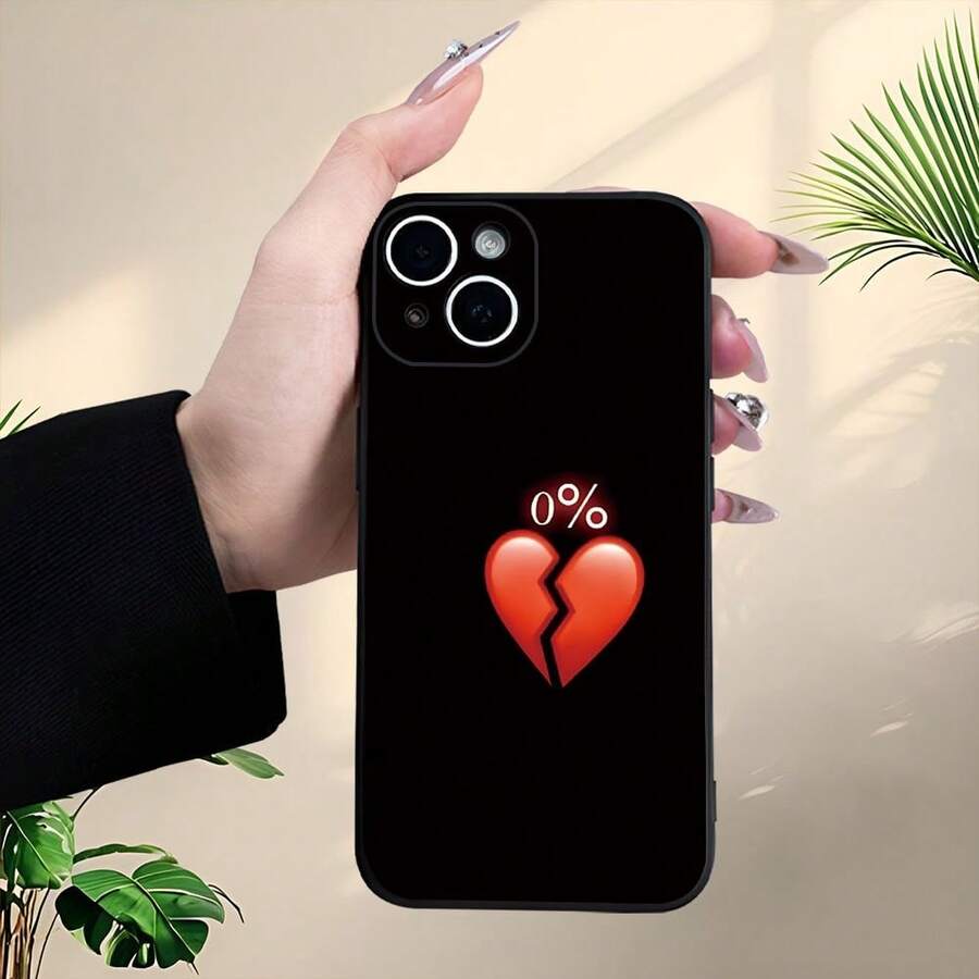 Funda para teléfono: Diseño minimalista con corazón rojo aplastado, 0% de patrones, moderna y protectora, con características a prueba de golpes y resistente a caídas.Diseño unisex adecuado para iPhone 17/16/15/14/13/12/11/8/16 Pro Max Plus 17AIR Mini XS XR. - color - Ver 1