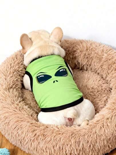 LUCKIE PAW 两件套外星人涂鸦图案宠物背心，趣味印花，防跳蚤，保暖透气，适合小型和大型犬，室内外均可穿着