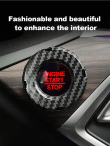 ABS Plastic One-Key Start Knob Cover, Carbon Fiber Pattern Car Engine Start Button Protector, Interior Decoration Accessory, Fits Most Vehicles - Carbon Fiber One-button Start Cover - View 7