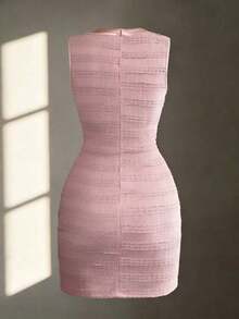 Women Mini Dresses - Burgundy - View 9