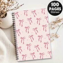 1pc Pink Floral Bow Inspirational Spiral Notebook | Matthew 19:26 Bible Verse "With God All Things Are Possible" Soft Pink Aesthetic Journal For Women - Rectangle - View 7