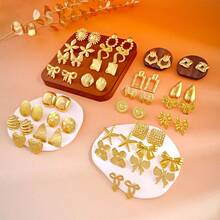 Fashionable Retro Gold Earrings, Women's Jewelry, Stainless Steel Material, Minimalist Versatile, Suitable For Dresses, Skirts, Blouses For Daily, Work, Date, Vacation Wear, Perfect Gift For Ladies, Stylish Accessory For Girls - Multicolor - View 8