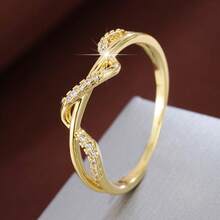 1pc Twisted Design Cubic Zirconia Inlaid Fashion Ring For Women - Multicolor - View 11