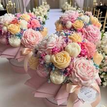 4件套花卉硅胶模具套装 - 牡丹、玫瑰、花苞及其他花朵造型，适用于蜡烛、树脂、肥皂和石膏工艺品制作，也可用于香薰、DIY家居装饰、婚礼装饰、情人节、复活节和生日礼物等。 - 4件套花 - 查看 4
