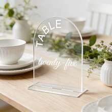 10 pièces Supports de numéros de table incurvés en acrylique transparent/noir/blanc avec supports, décoration de table de mariage, d'anniversaire et de dîner moderne et minimaliste, porte-cartes - Carte de siège C - Voir 23