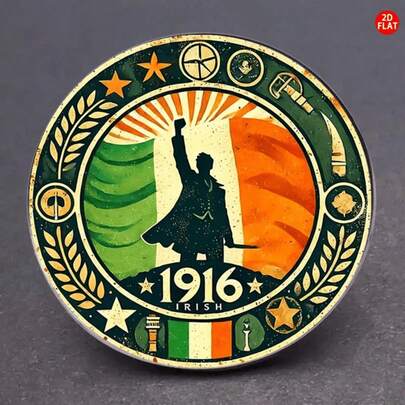 1pc 2D Flat Memorial Brooch, Commemorating The 1916 Irish Uprising, Featuring Celtic Knot And Sun Design. It Is An Excellent Choice For Daily Use, Celebrations, Gatherings, And As A Gift.
