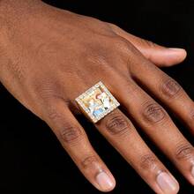 Nhẫn ảnh tùy chỉnh, nhẫn đồng khảm đá Zirconia phong cách Hip-Hop Châu Âu và Mỹ, nhẫn unisex có thể điều chỉnh, tự làm, trang sức xuyên biên giới. - A - Xem 16