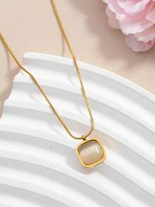 Dây chuyền mặt dây chuyền hình vuông sang trọng, tinh tế, tối giản, thiết kế chữ cái sáng tạo, thanh lịch. - vòng cổ vuông - Xem 3