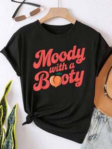 1 Piece 100% Cotton Moody With A Booty T-Shirt - Black - View 1