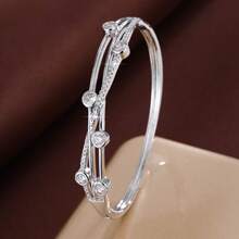 1pc Criss-Cross Design Starry Cubic Zirconia Inlaid Bracelet, Casual Gift For Women - Multicolor - View 9
