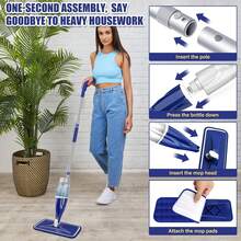Microfiber Spray Mop For Floor Cleaning, Wet Dry Hardwood Mop With 3 Washable Reusable Pads, Compatible With  Powermop, Flat Spray Mop For Tile, Wood, Laminate, Vinyl & Marble - Màu tím - Xem 11