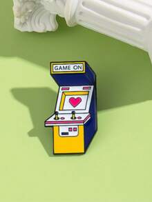 Creative Cartoon Heart-Shaped Game Console Metal Brooch, Decorative Pin For Backpack, Clothing - Multicolor - View 1